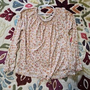 Wallflower Floral Long Sleeve Kids Tee - Pink and Orange